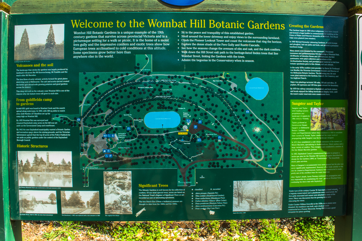 Wombat Hill Botanic Gardens map, Daylesford lookout tower, Daylesford walking trails